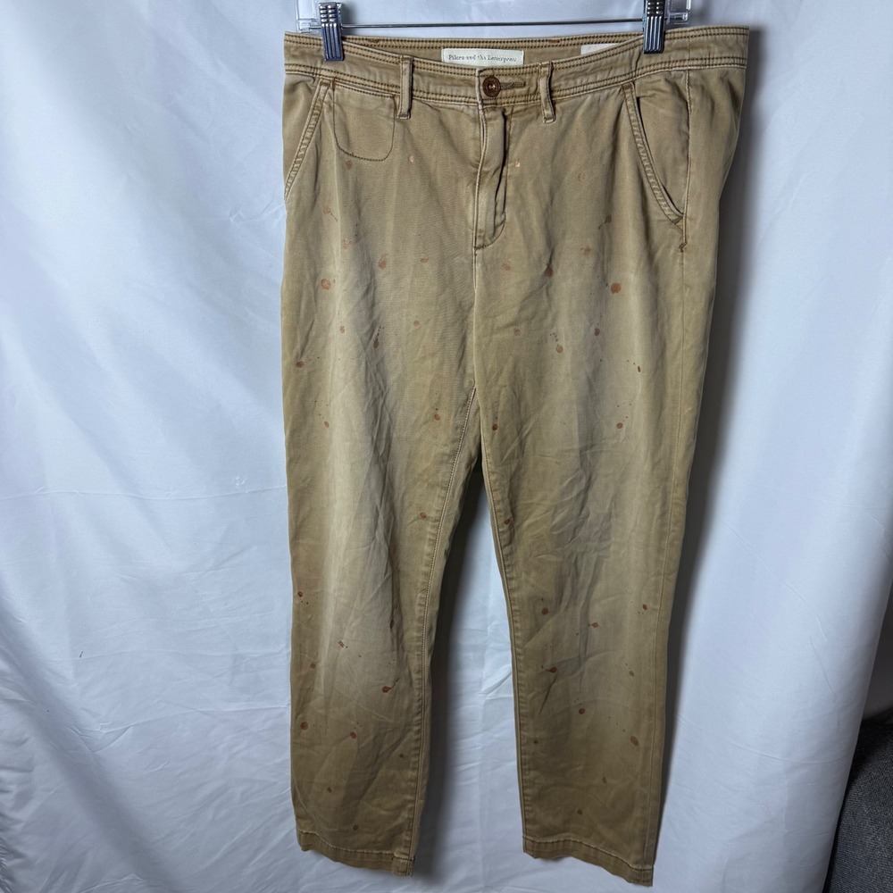 Pilcro‎ and the Letterpress Tan Copper Metallic Splatter Chino Pants Womens 29